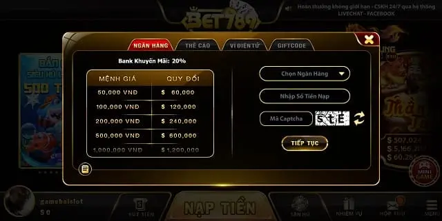 Các kênh giao dịch của Bet789