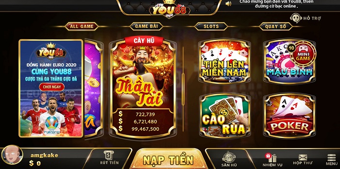 Các tựa game đa dạng phong phú tại app You88