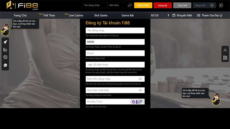 Đăng ký tài khoản Fi88 trên PC, laptop